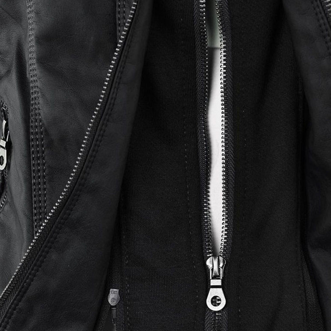 Oprah™ - Women's Leather Jacket with Hood