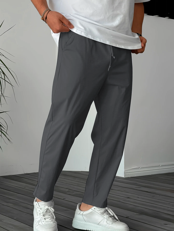 Essential High-Waisted Trousers with Drawstring