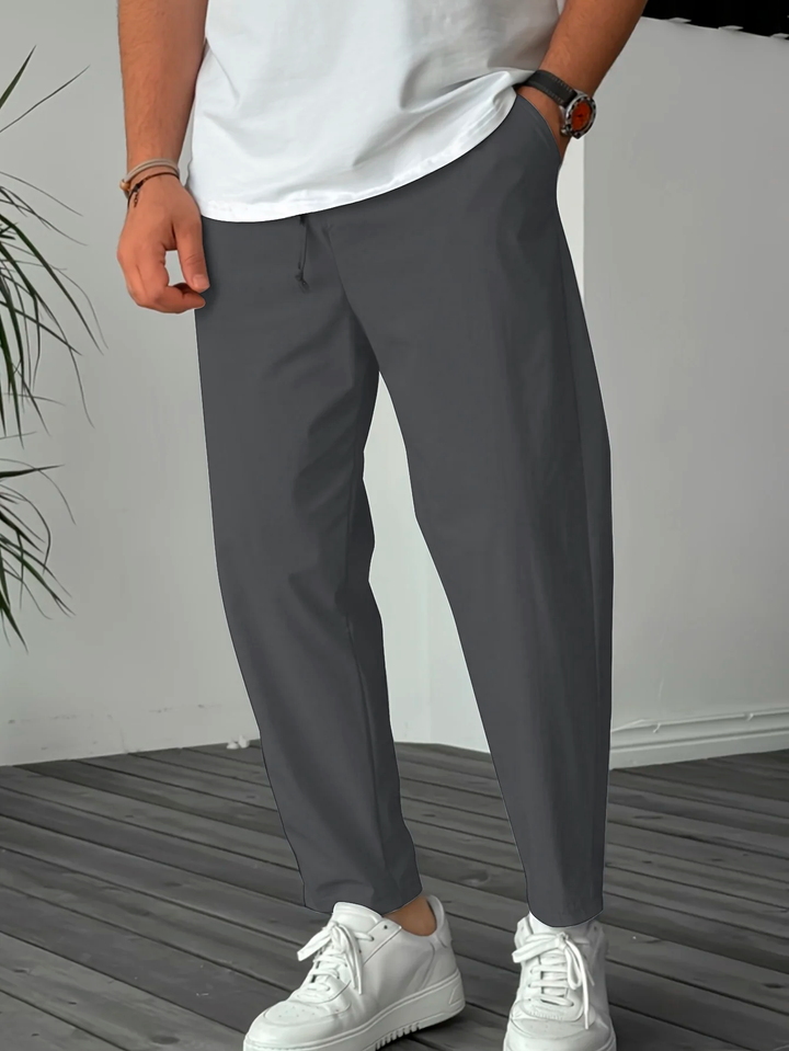 Essential High-Waisted Trousers with Drawstring