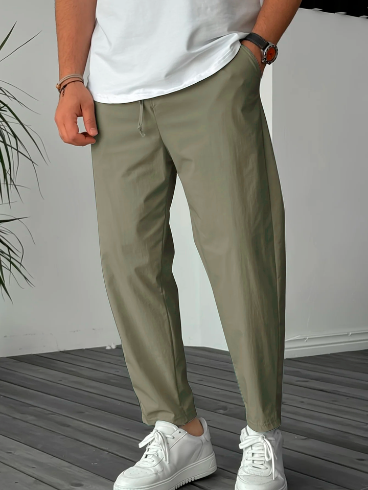 Essential High-Waisted Trousers with Drawstring