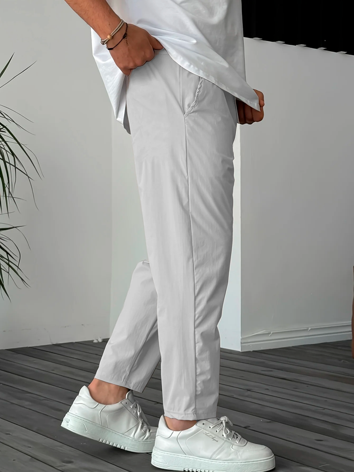 Essential High-Waisted Trousers with Drawstring