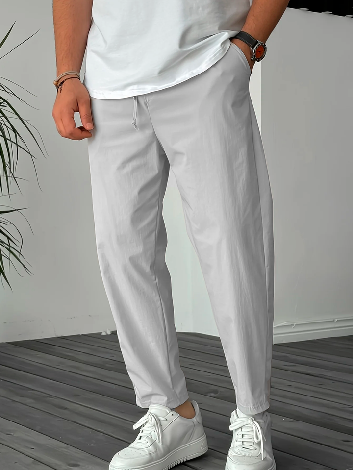 Essential High-Waisted Trousers with Drawstring