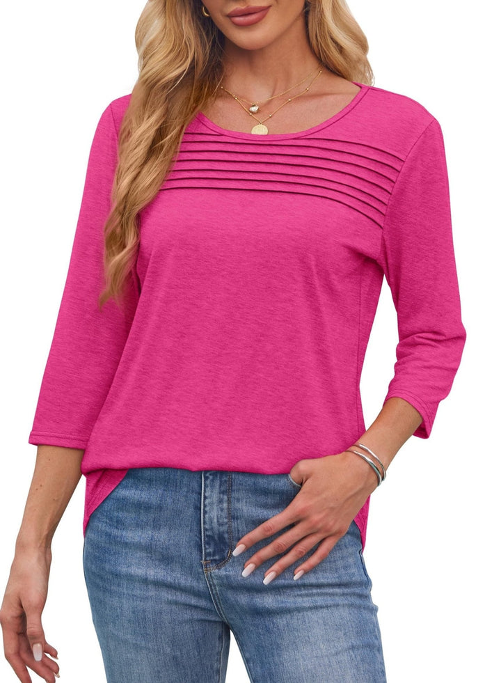 Leslie™ - Pleated 3/4 Sleeve Top