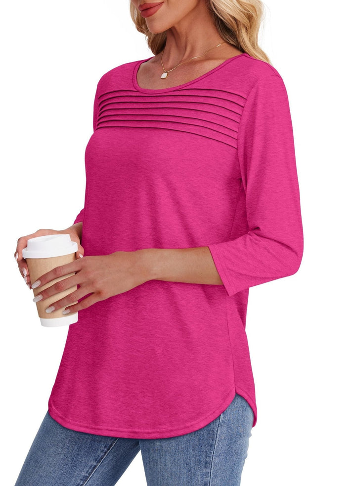 Leslie™ - Pleated 3/4 Sleeve Top