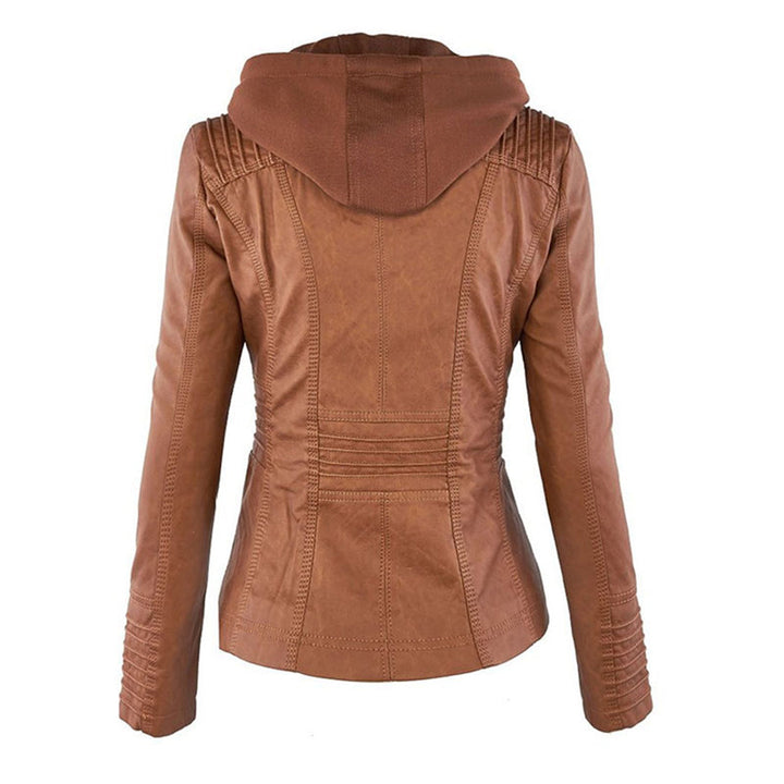 Oprah™ - Women's Leather Jacket with Hood