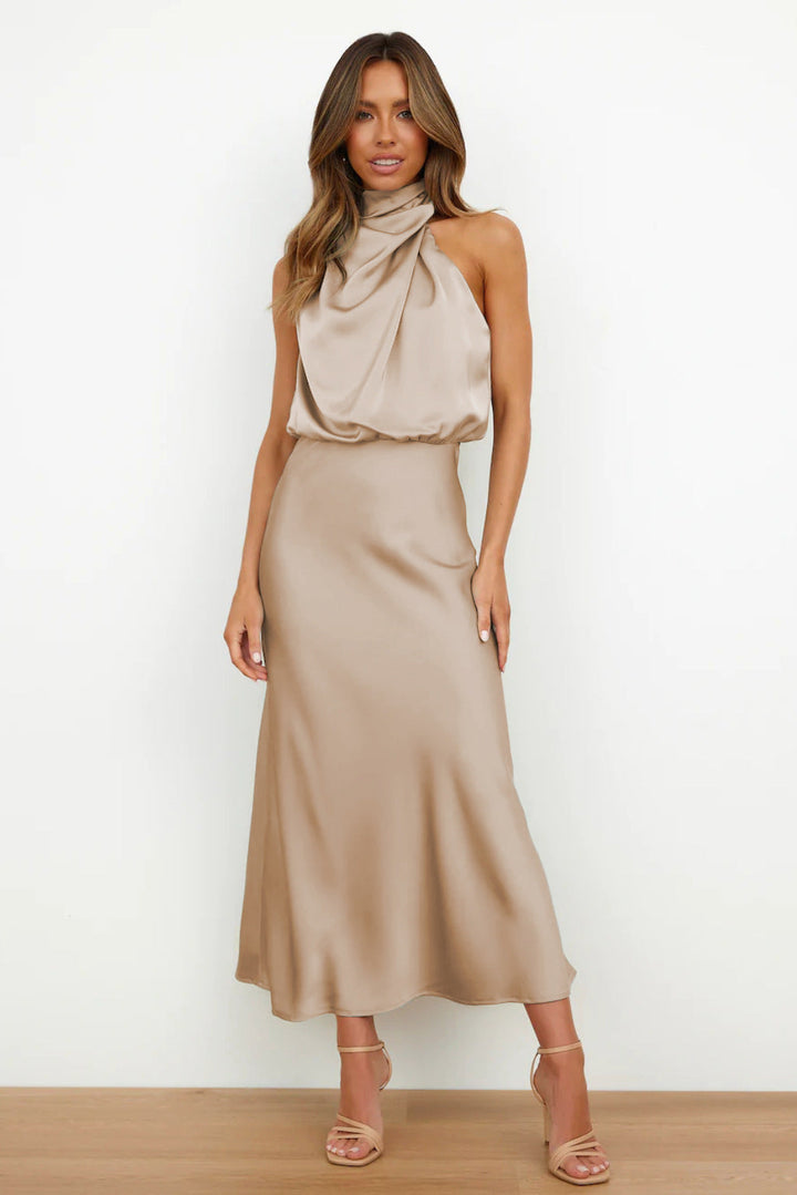 Maris™ - Elegant Satin Halter Dress