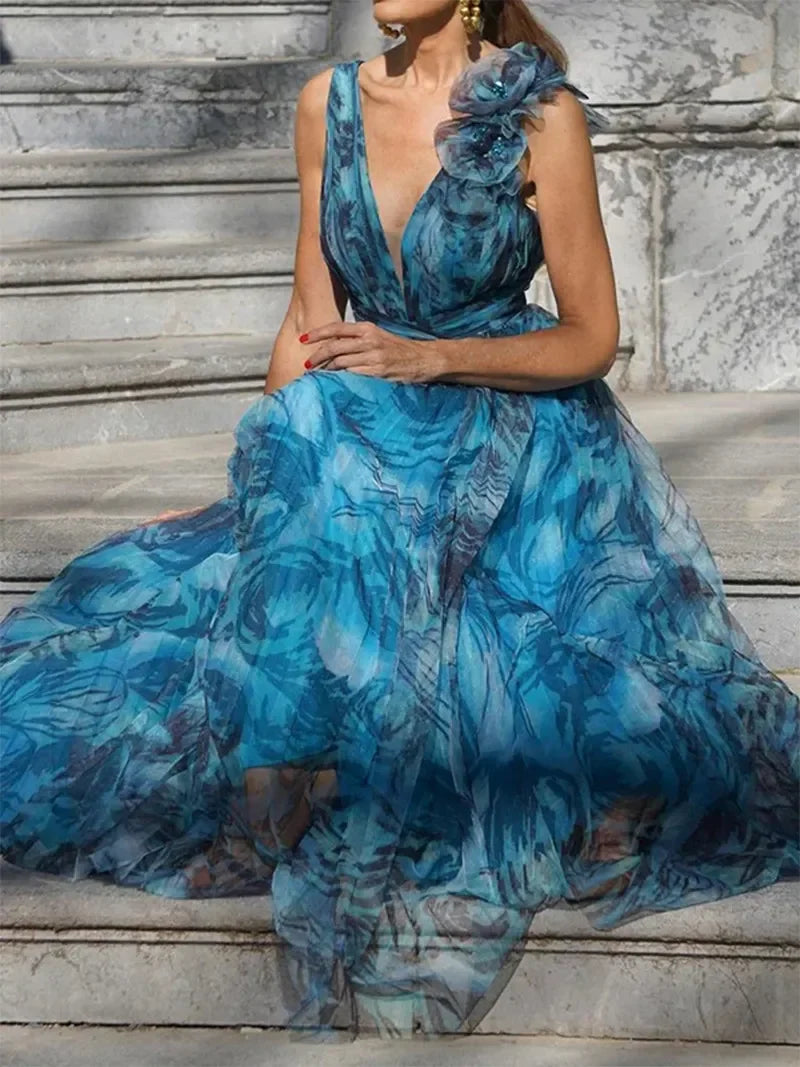 CAMRI™ - PEACOCK BLUE MAXI DRESS