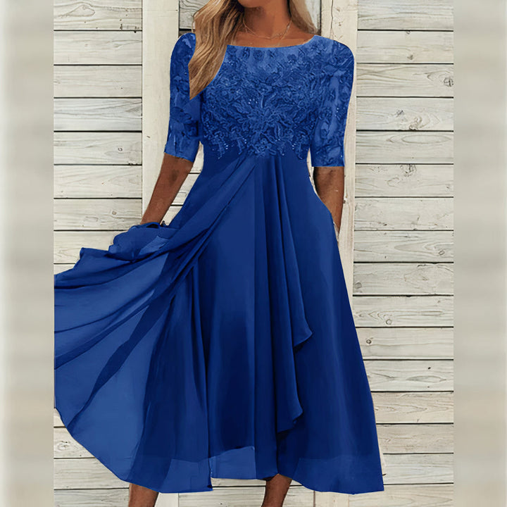 Maxene™ - Lace Elegance Midi Dress