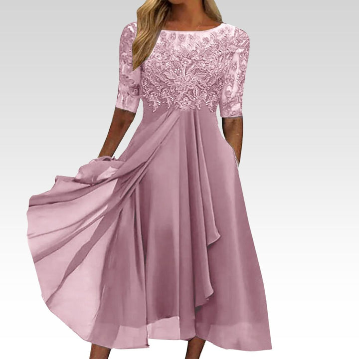 Maxene™ - Lace Elegance Midi Dress