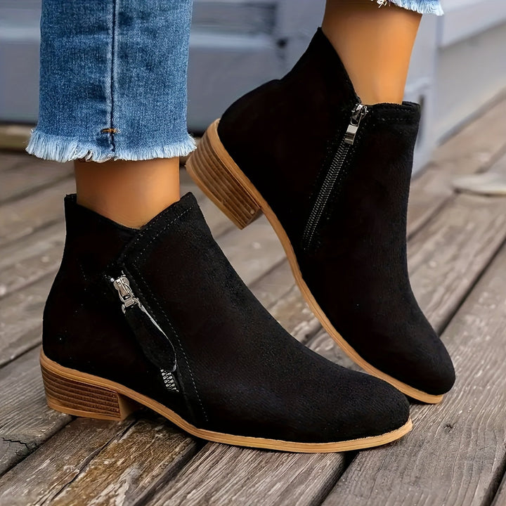 Susan™ - Side-Zipper Suede Boots