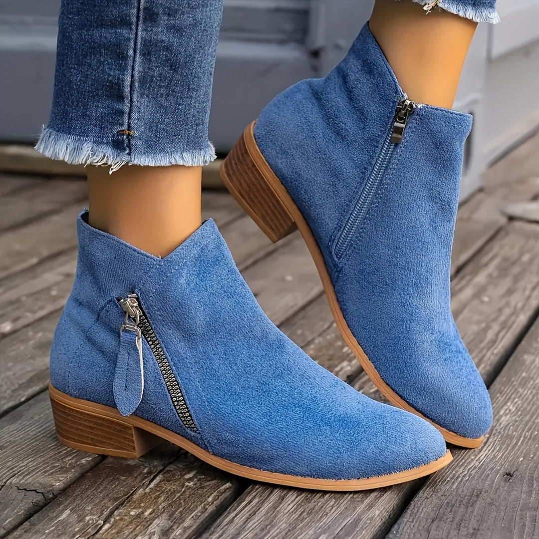Susan™ - Side-Zipper Suede Boots