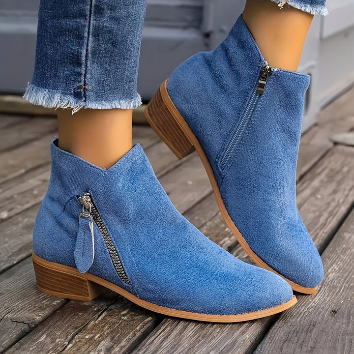 Susan™ - Side-Zipper Suede Boots