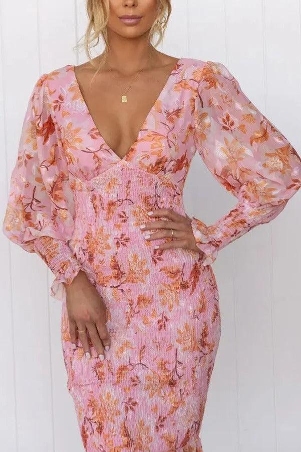 Crissa™ - Floral Ruffle Midi Dress