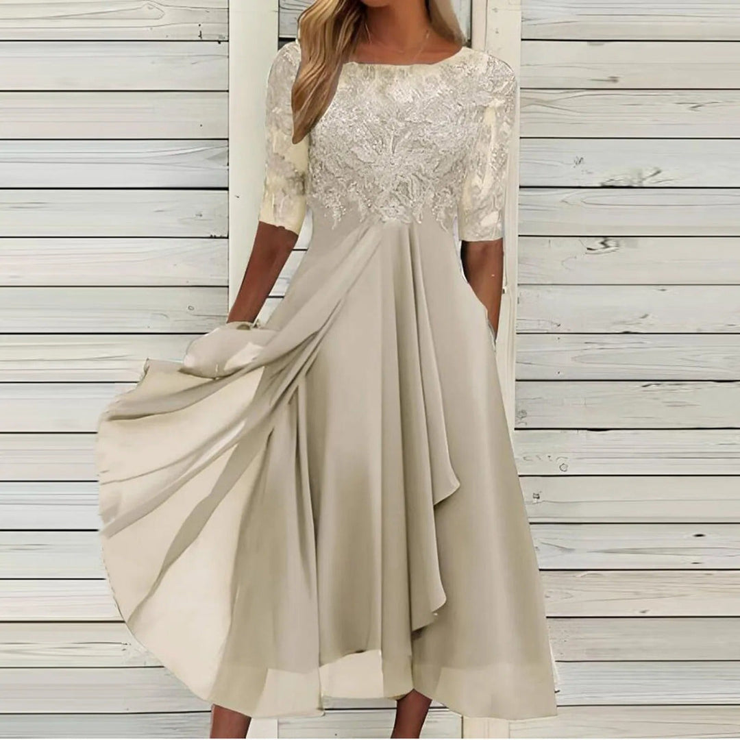 Maxene™ - Lace Elegance Midi Dress