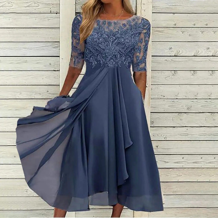 Maxene™ - Lace Elegance Midi Dress