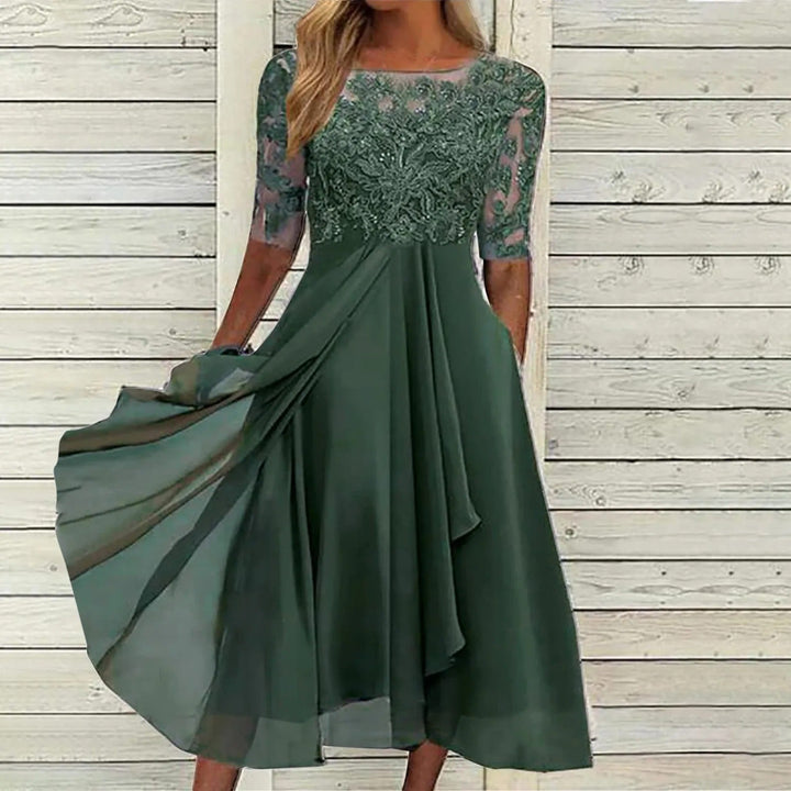 Maxene™ - Lace Elegance Midi Dress