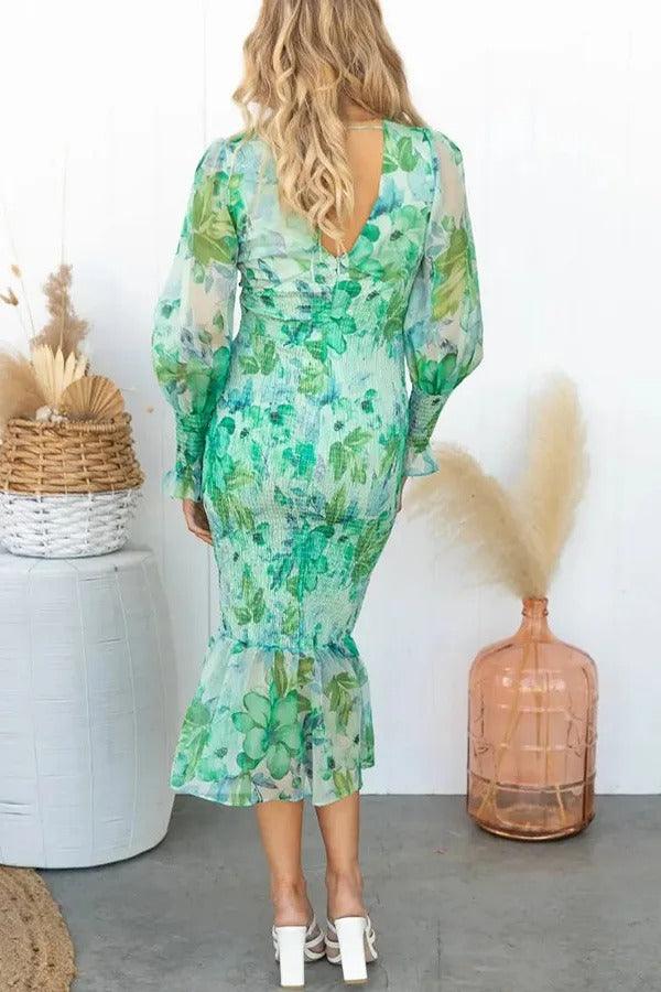 Crissa™ - Floral Ruffle Midi Dress
