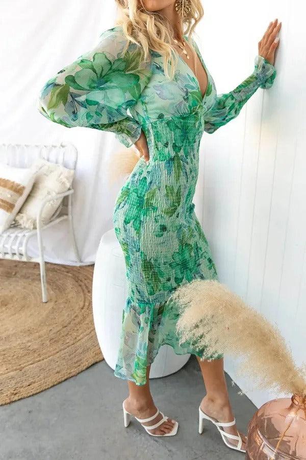 Crissa™ - Floral Ruffle Midi Dress