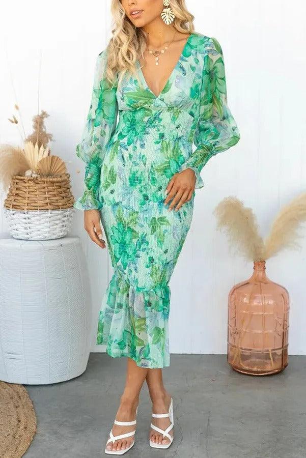 Crissa™ - Floral Ruffle Midi Dress