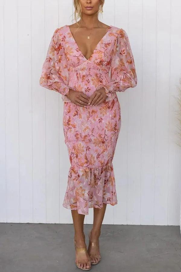 Crissa™ - Floral Ruffle Midi Dress