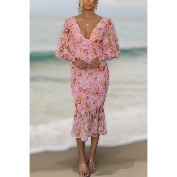 Crissa™ - Floral Ruffle Midi Dress