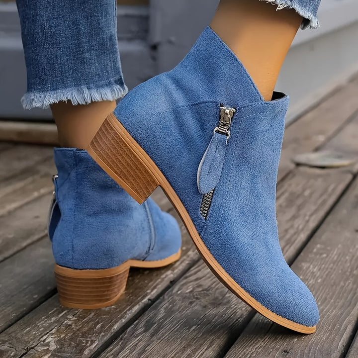 Susan™ - Side-Zipper Suede Boots